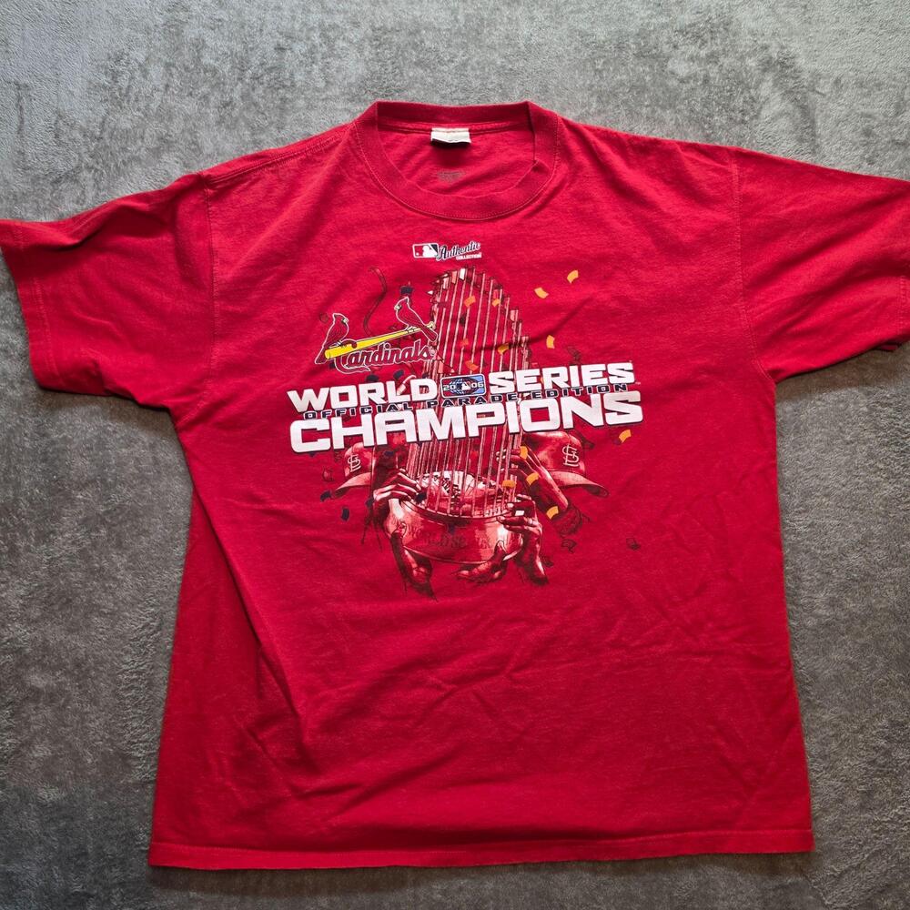 St. Louis Cardinals Shirt Mens XL Red MLB 2006 World Series Champions Lee Sport